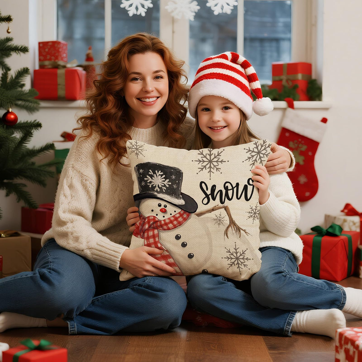 Christmas Pillow Covers 18x18 inch Set of 4, Christmas Decorations Cushion Covers, Xmas Pillow Covers