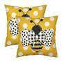 Summer Bee Pillow Covers 18x18 Set of 2 Bumblebee Polka Dots Spring Indoor Throw Pillows