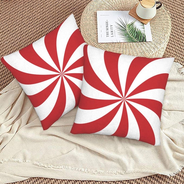 Christmas Candy Lollipop Throw Pillow Covers 18 X 18 Inch Set of 2 Pillow Cases