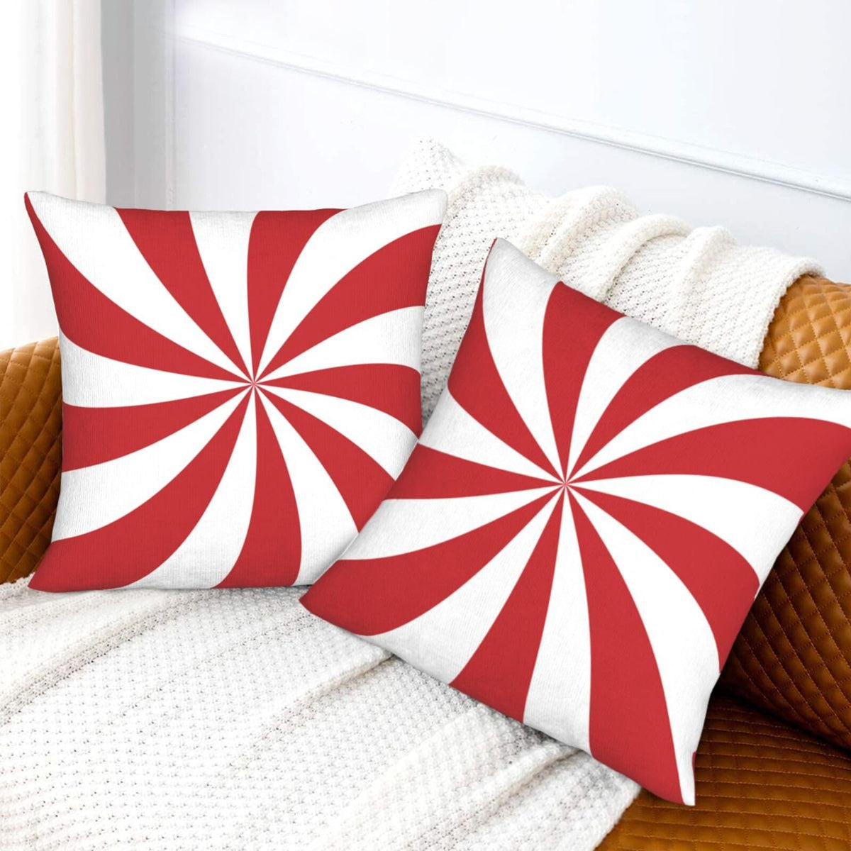 Christmas Candy Lollipop Throw Pillow Covers 18 X 18 Inch Set of 2 Pillow Cases