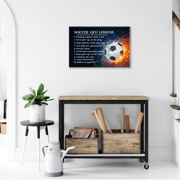 Inspirational Soccer Wall Art Soccer Life Lessons Pictures Wall Decor Sports Canvas Painting Prints Artwork