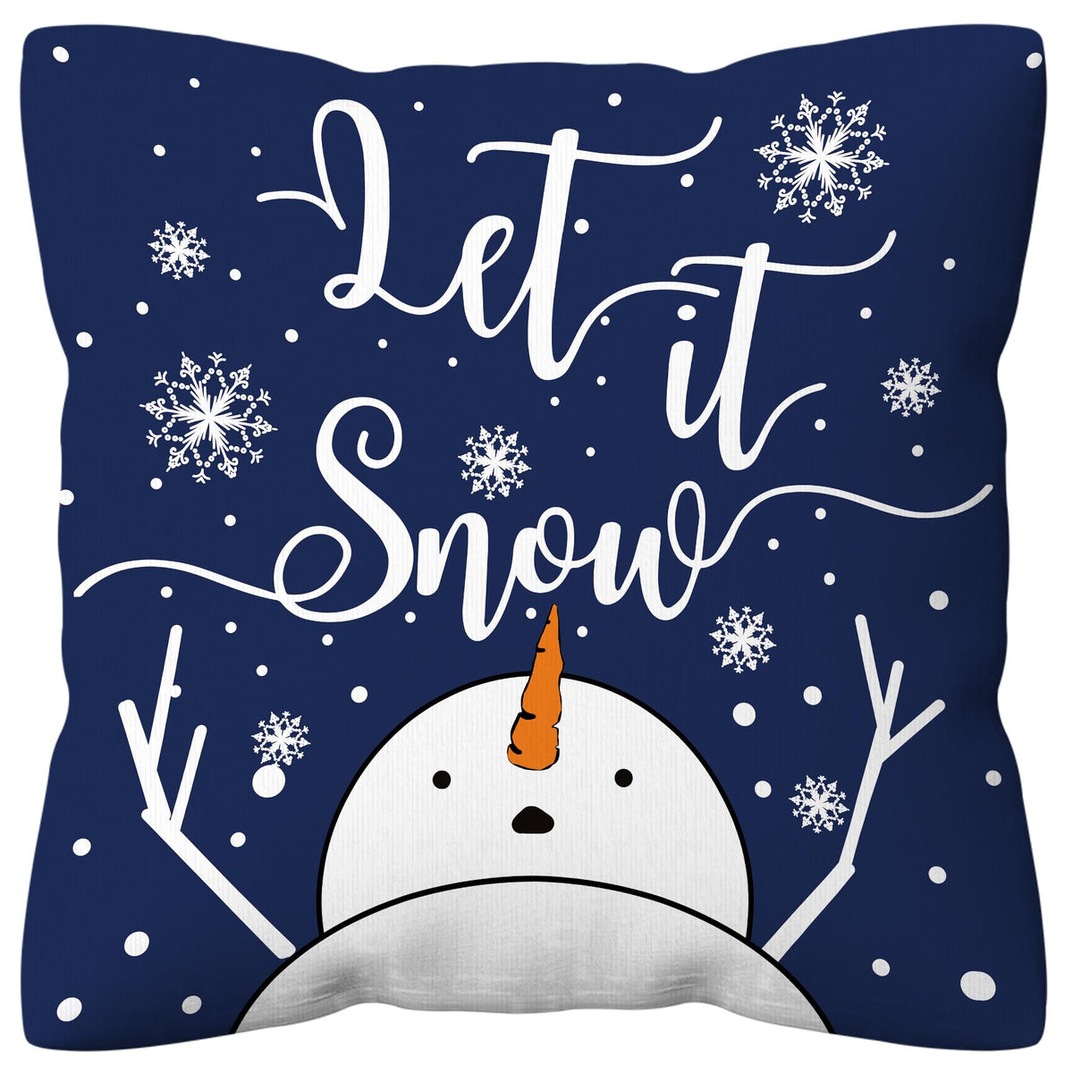 Navy Blue Winter Christmas Pillow Covers 18x18, Let it Snow White Snowflakes Snowman Xmas Decorations