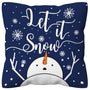Navy Blue Winter Christmas Pillow Covers 18x18, Let it Snow White Snowflakes Snowman Xmas Decorations