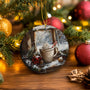 Vintage Moody Christmas Coffee Ceramic Ornament Gifts, Winter Cottagecore Xmas Cafe Decorative Hanging Ornaments for Xmas Tree