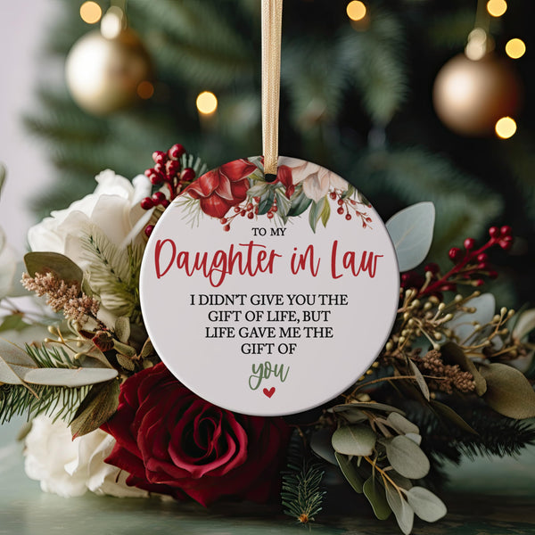 to My Daughter in Law from Mother in Law I Didn't Give You The Gift of Life, But Life Gave Me You Bonus Daughter Christmas Idea Ceramic