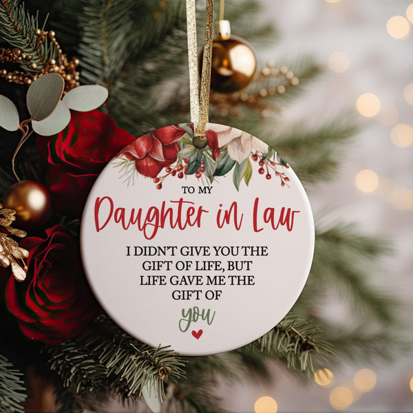 to My Daughter in Law from Mother in Law I Didn't Give You The Gift of Life, But Life Gave Me You Bonus Daughter Christmas Idea Ceramic