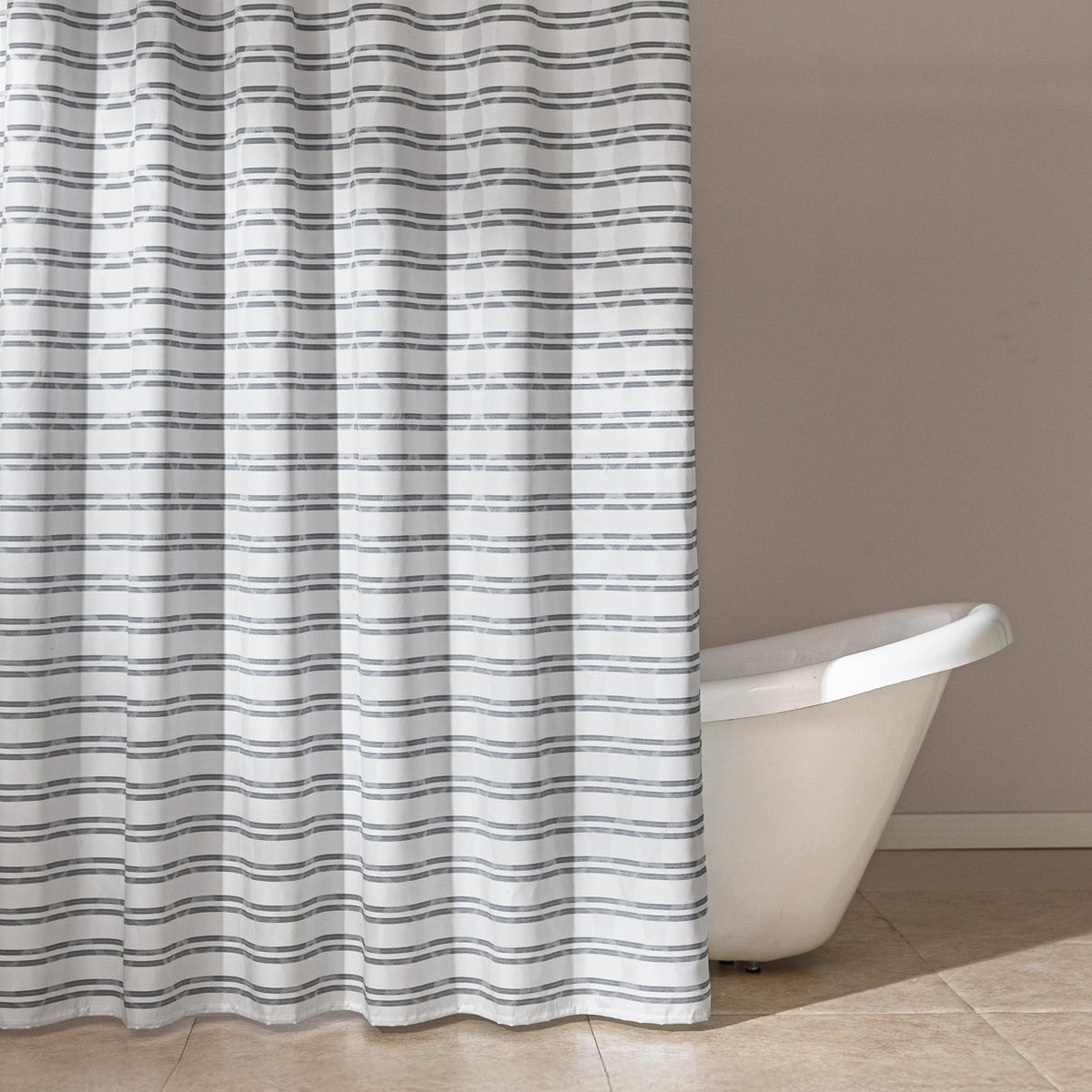 70.8"Geometric Jacquard Fabric Shower Curtain for Bathroom, Lightweight, Waterproof Polyester and Washable