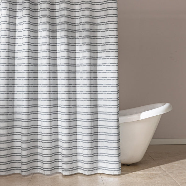 70.8"Geometric Jacquard Fabric Shower Curtain for Bathroom, Lightweight, Waterproof Polyester and Washable