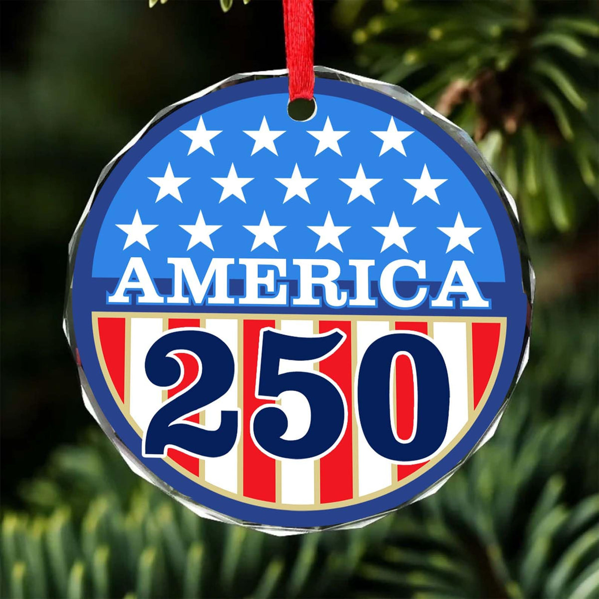 America 250 Glass Ornament | America 250 Anniversary | Happy 250th Birthday USA