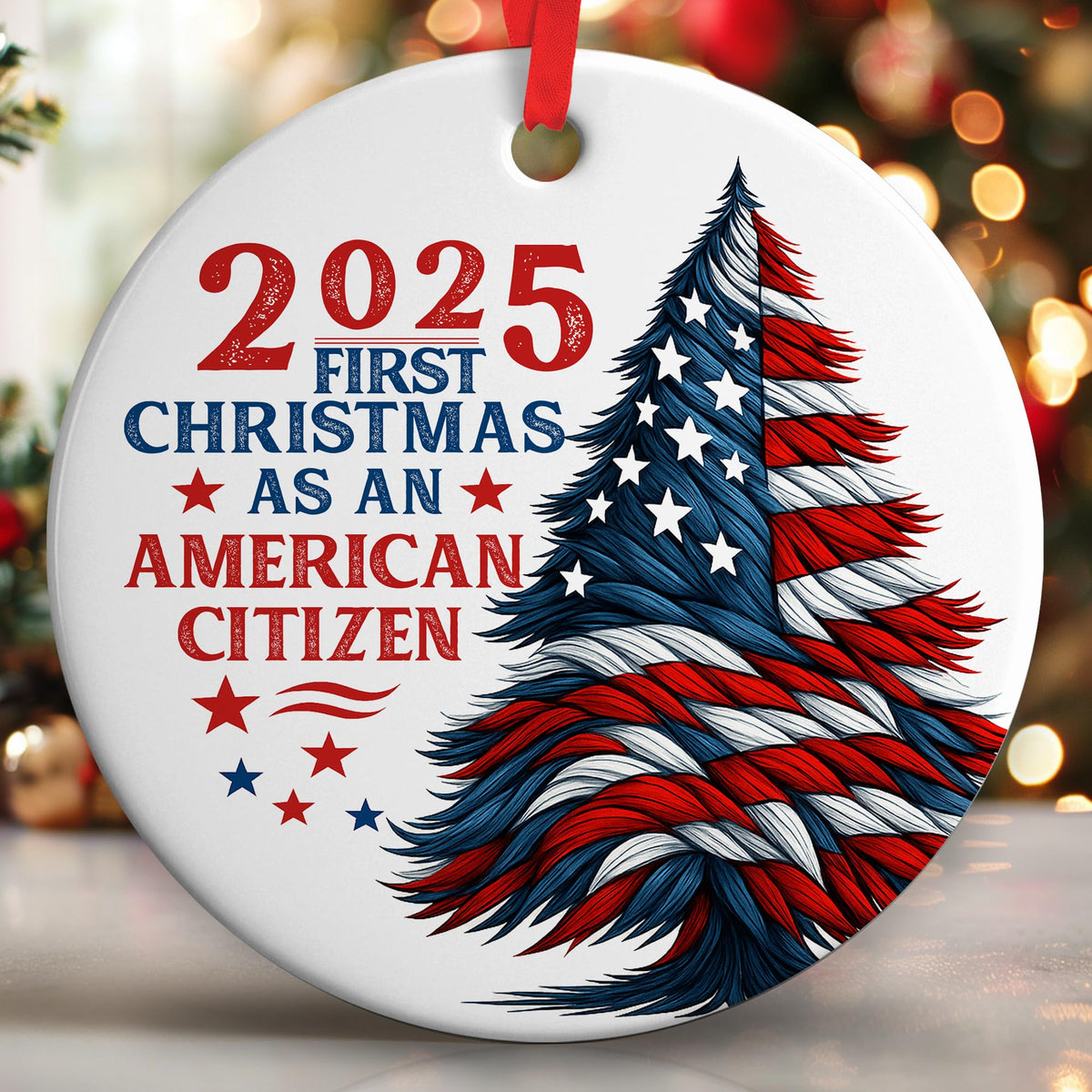 American Flag Gifts - Striking USA Christmas Ornament for Patriotic Celebrations