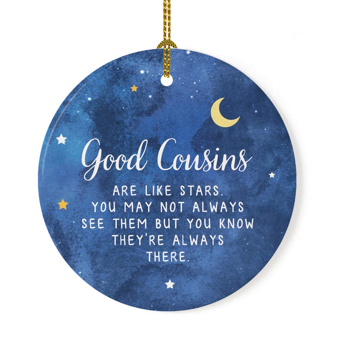 Round Ceramic Porcelain Cousins Christmas Keepsake Gift - Cousin Star Ornament, 1-Pack