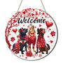 Valentine's Day Dogs Door Decorations Wooden Valentine Welcome Hanging Signs 8x8 Inch Rose Red Heart Dog Wreath Front Porch Farmhouse Decor