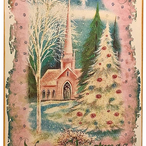Vintage Christmas Decor - Rustic Pink Tin Sign for Home, Farmhouse, Kitchen, Cafe, Bar Wall Decor - 8 x 12 Inch