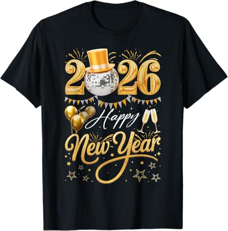 Happy New Year Party 2026 Funny Balloon Family Matching T-Shirt