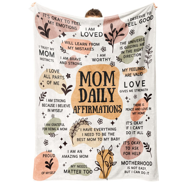 New Mom Gifts Blanket, Christmas Birthday Gifts for Mom, Mama Daily Affirmations Blankets
