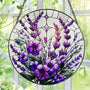 Violets Flower Stained Glass Suncatcher, Stained Glass Window Hanging, 8 Inch Window Hanging Decor