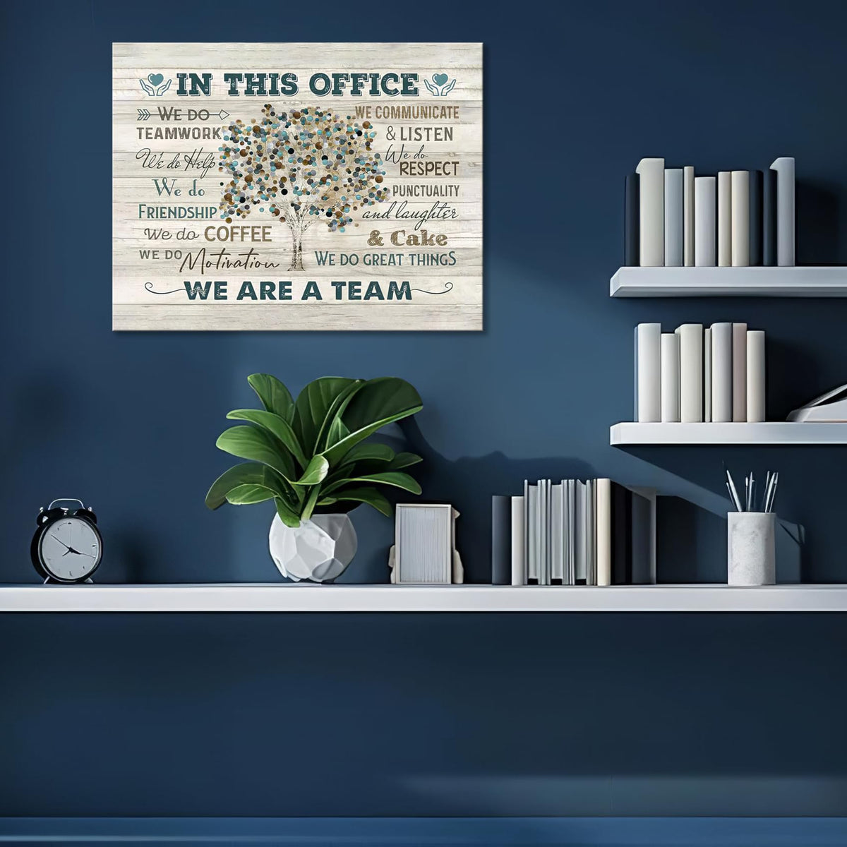 In This Office Wall Art Motivational Quotes Pictures Wall Decor We Are A Team Canvas Painting Modern Room Office Decorations