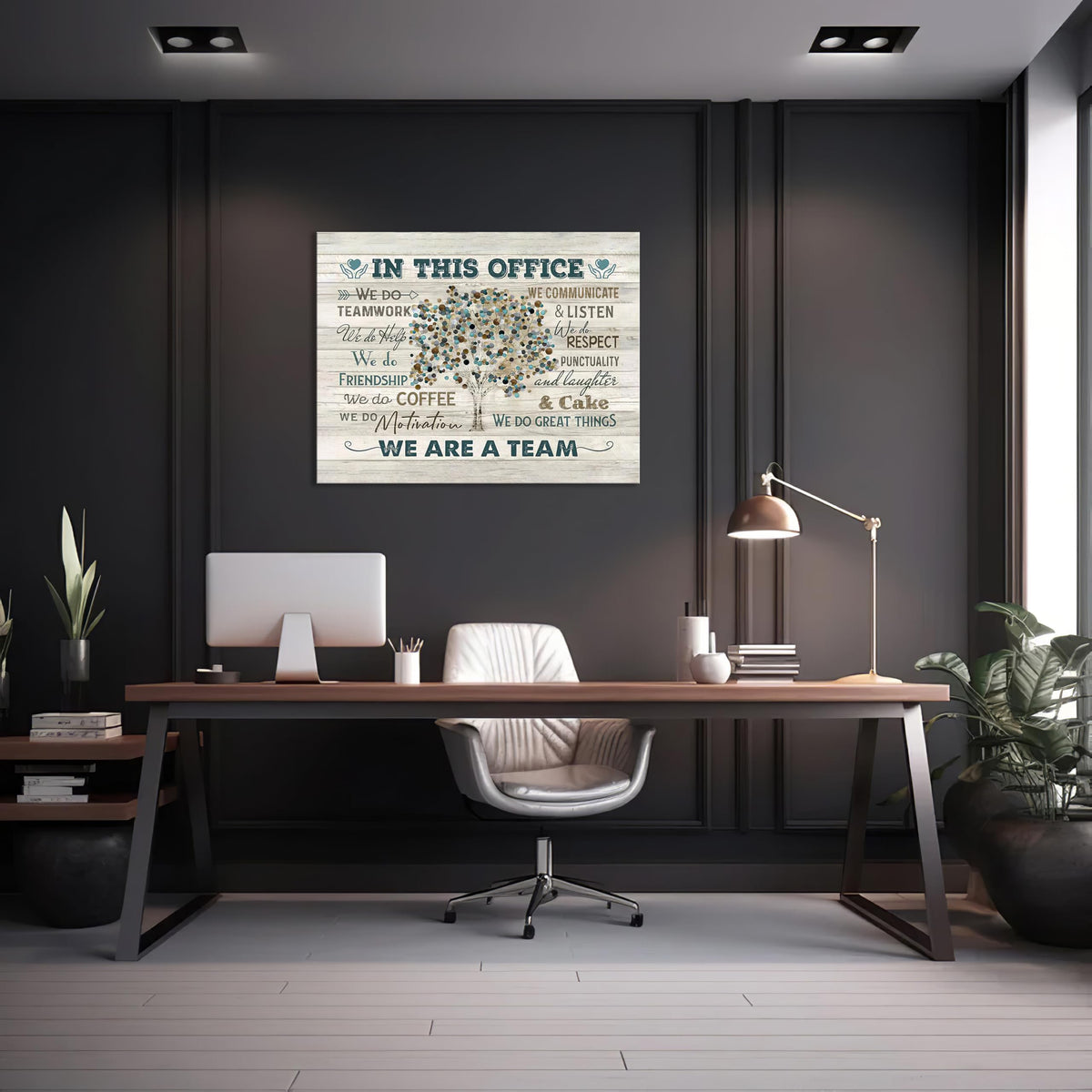 In This Office Wall Art Motivational Quotes Pictures Wall Decor We Are A Team Canvas Painting Modern Room Office Decorations