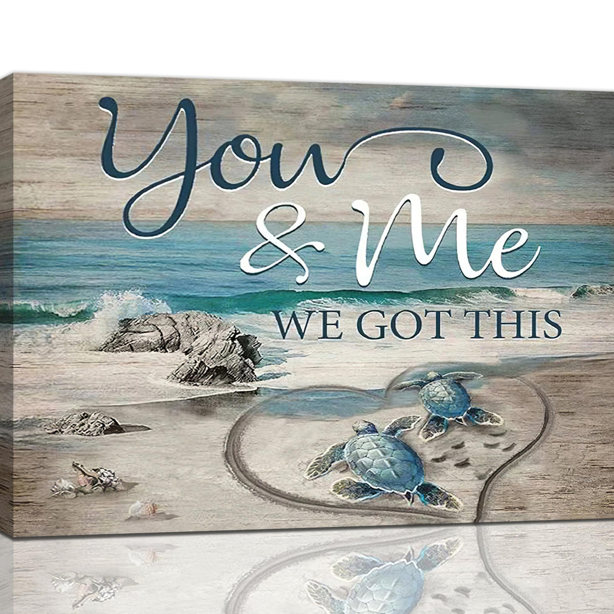 Beach Sea Turtle Bathroom Wall Art Coastal Turtle Love Pictures Wall Decor Ocean Nautical Canvas Seascape Painting