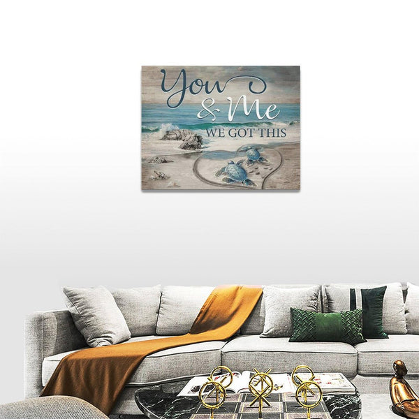 Beach Sea Turtle Bathroom Wall Art Coastal Turtle Love Pictures Wall Decor Ocean Nautical Canvas Seascape Painting
