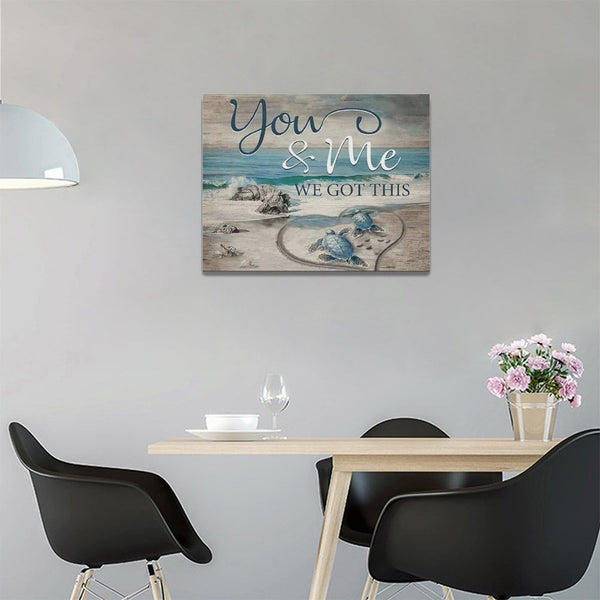Beach Sea Turtle Bathroom Wall Art Coastal Turtle Love Pictures Wall Decor Ocean Nautical Canvas Seascape Painting