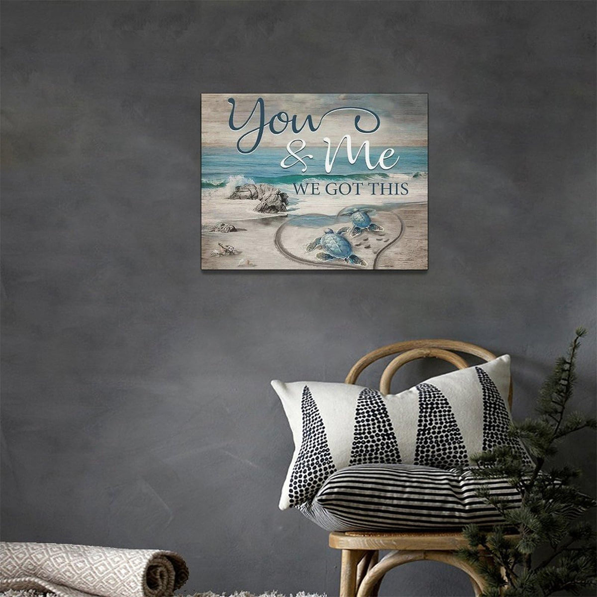 Beach Sea Turtle Bathroom Wall Art Coastal Turtle Love Pictures Wall Decor Ocean Nautical Canvas Seascape Painting