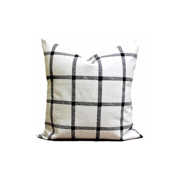 Black Pillow Cover, Black Throw Pillow Cover, Black and White Plaid Pillow Cover