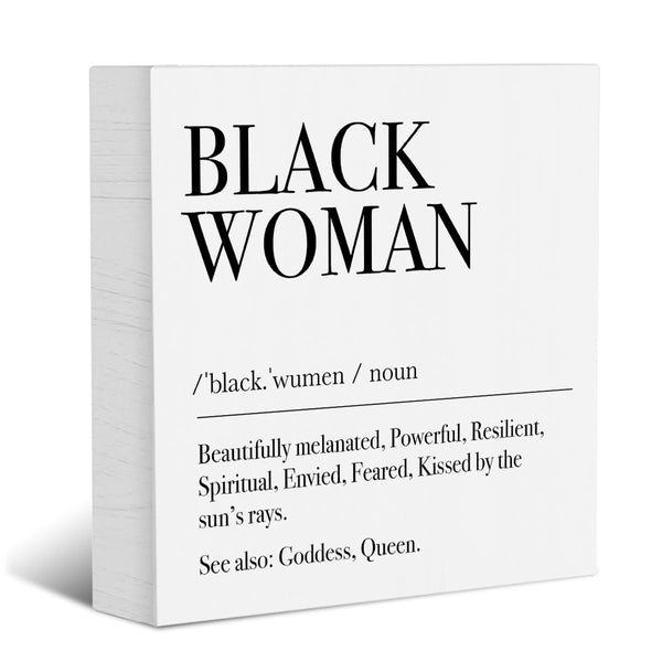 Black Woman Definition Decorative Wooden Box Sign Positive Affirmations Rustic Desk Decorations