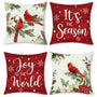 Christmas Cardinal Throw Pillow Covers 18 x 18 Inch Poinsettia Red Bird Holly Berries Floral Joy to The World