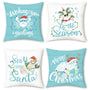 Christmas Coastal Throw Pillow Covers 18 x 18 Inch Teal Blue Ocean Sea Turtle Crab Starfish Beach