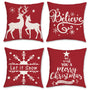 Christmas Red Throw Pillow Covers 18 x 18 Inch Reindeer Snowflake Believe