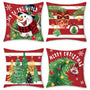 Christmas Snowman Throw Pillow Covers 18 x 18 Inch Xmas Trees Balls Gnome Red Stripes Winter Holiday