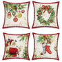 Christmas Throw Pillow Covers 18x18 Inch Santa Claus Merry Christmas Wreath Bells Socks