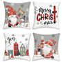 Grey Merry Christmas Throw Pillow Covers 18 x 18 Inch Joy Gnomes Snowflakes Snowman