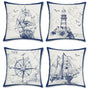 Nautical Sailing Throw Pillow Covers 18 x 18 Inch Set of 4 Sailboat Compass Lighthouse