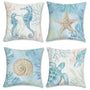 Ocean Beach Throw Pillow Covers 18 x 18 Inch Seahorse Turtle Starfish Coastal