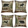 Rustic Cabin Bear Throw Pillow Covers 18 x 18 Inch Set of 4 Lodge Moose Deer Animal