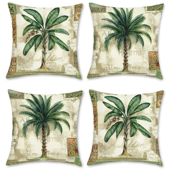 Tropical Palm Tree Throw Pillow Covers 18 x 18 Inch Summer Green Leaves Decorative