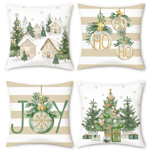 Winter Christmas Throw Pillow Covers 18 x 18 Inch Xmas Trees