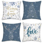 Winter Throw Pillow Covers 18 x 18 Inch Home Sweet Home Snowflake Xmas Tree Deer Blue Grey
