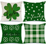 Waterproof Buffalo Plaid St Patricks Day Pillow Covers 18x18 Set of 4 Farmhouse St Patricks Day