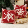 Red Christmas Snowflake Pillow Covers 18x18 Set of 2, Holiday Red and White 18 x 18 Christmas Decor Throw Pillow Covers