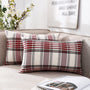 Red Tartan Plaid Christmas Lumbar Pillow Cover 12x20 Set of 2 Farmhouse Buffalo Plaid Red Striped