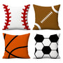 4PCs Secret Santa Gifts Sports Balls Pillow Covers Rugby, Basketball, Baseball, Soccer Throw Pillow Covers 18x18