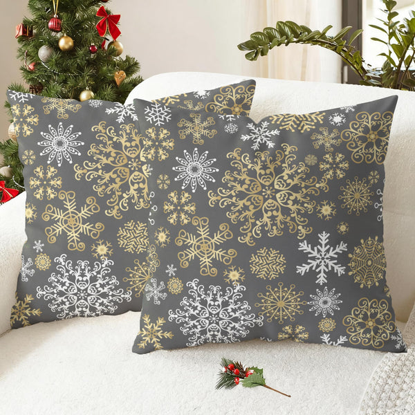 Christmas Throw Pillow Covers Decorative 18 X 18 Inches Pack of 2 Cozy Velvet Snowflakes