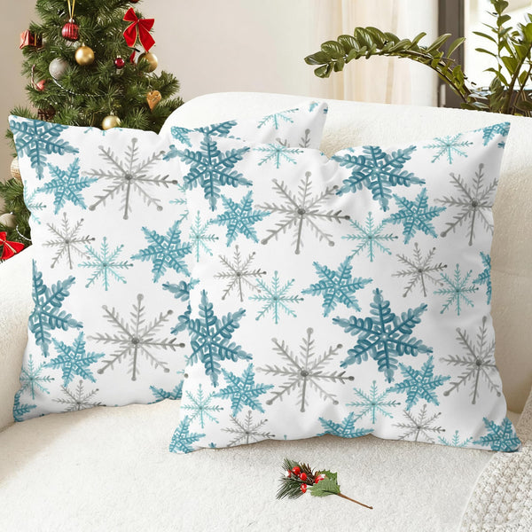 Christmas Throw Pillow Covers Decorative 18 X 18 Inches Pack of 2 Blue Grey