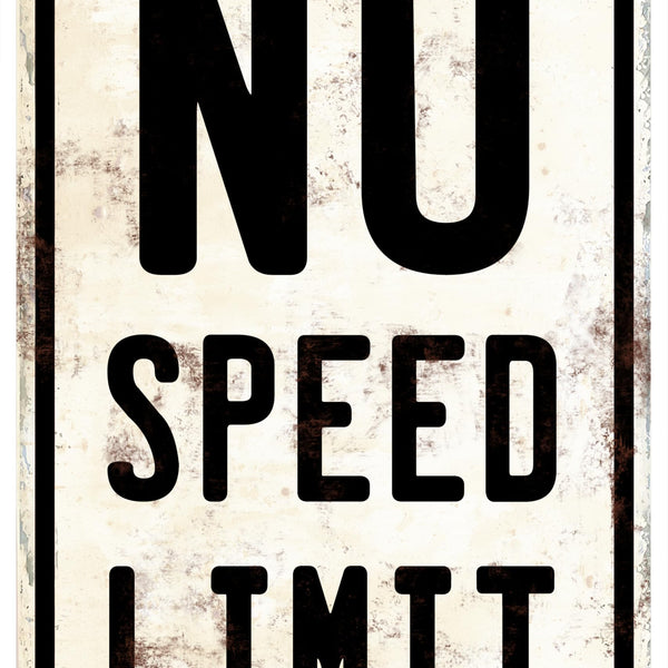 Car Room Wall Decor Vintage Metal Sign No Speed Limit Signs