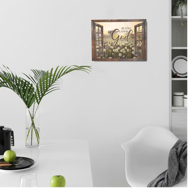 Farmhouse Dandelion Wall Art Christian Wall Decor Be Still Know Pictures Canvas Print Painting Frame