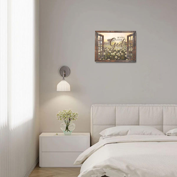 Farmhouse Dandelion Wall Art Christian Wall Decor Be Still Know Pictures Canvas Print Painting Frame