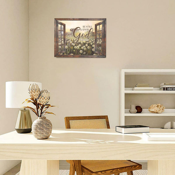 Farmhouse Dandelion Wall Art Christian Wall Decor Be Still Know Pictures Canvas Print Painting Frame